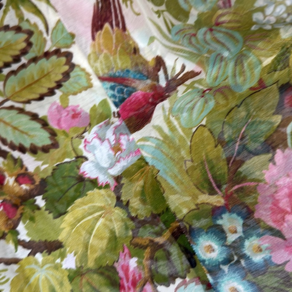 Vintage Zara Woman Sheer Floral Cotton and Silk Blend Button Down Blouse - Lg - Picture 7 of 11